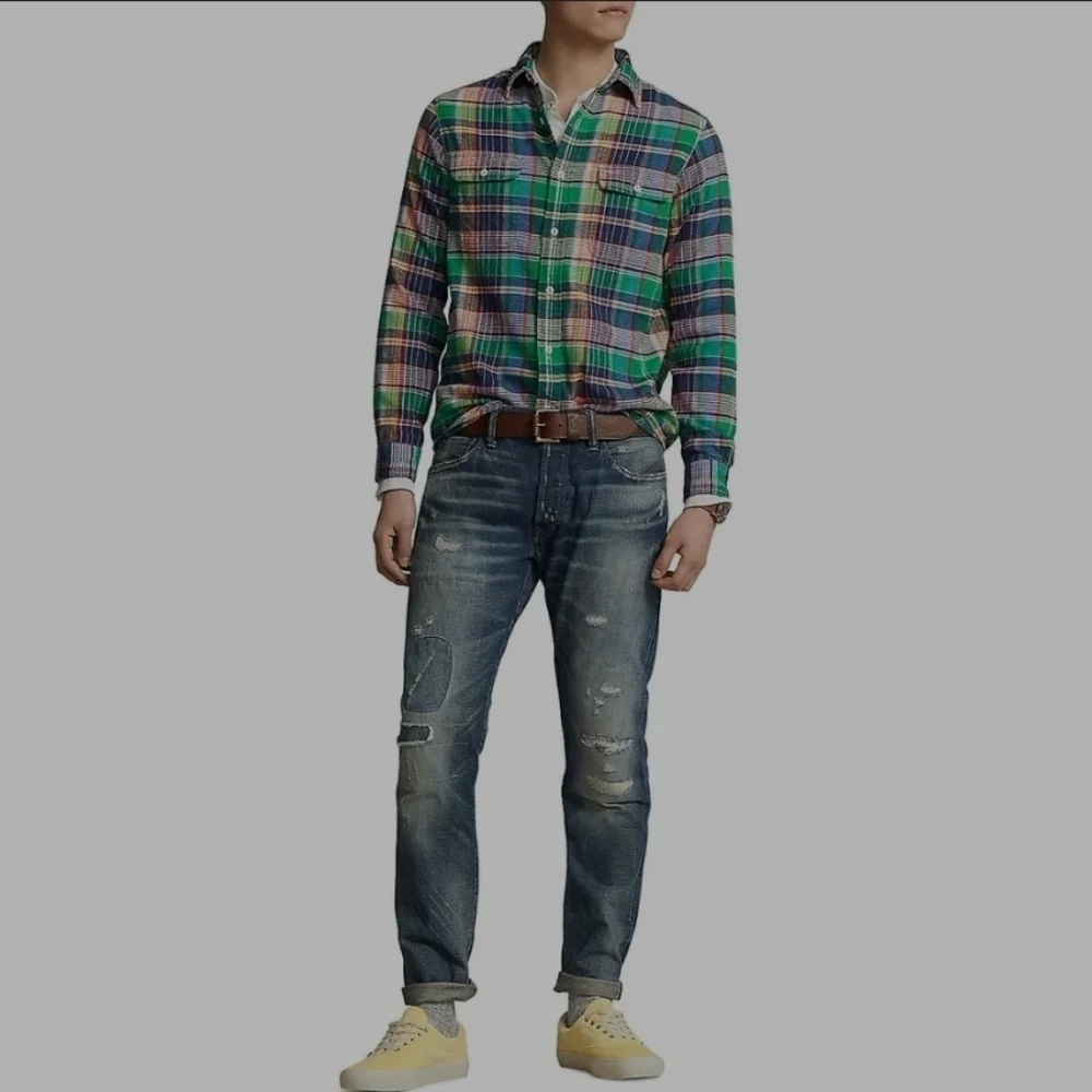 Polo Ralph Lauren Men's Classic Fit Flannel PlaidWorkshirt Heavy Cotton Medium